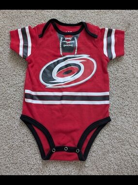 NHL Red and Black Baby One-Piece Bodysuit with Team Logo